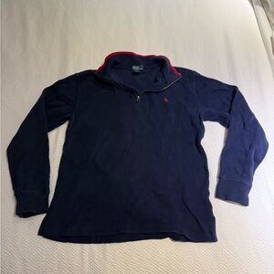 Boy’s Polo by Ralph Lauren vintage Navy Blue Sweater with Red Trim